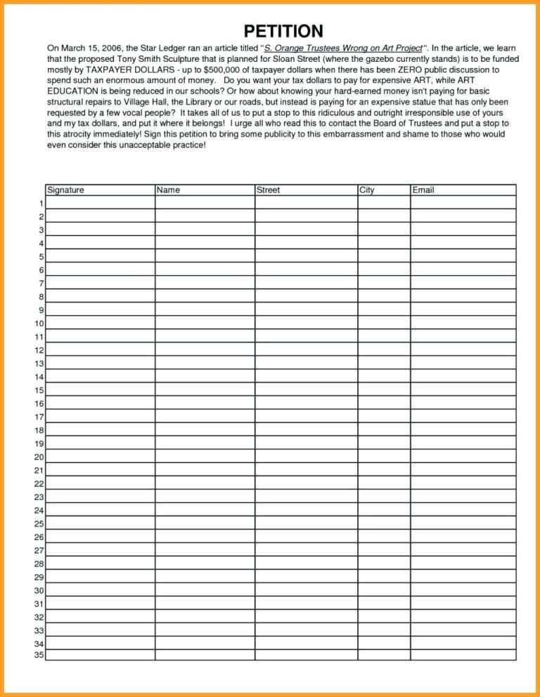 Petition Template To Print – Proteussheet.co with Blank Petition ...