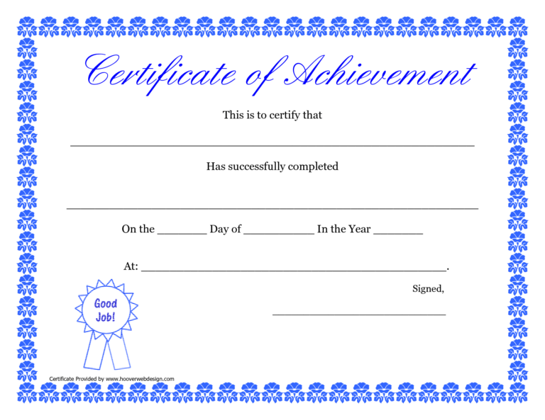 Printable Hard Work Certificates Kids | Printable within Blank ...