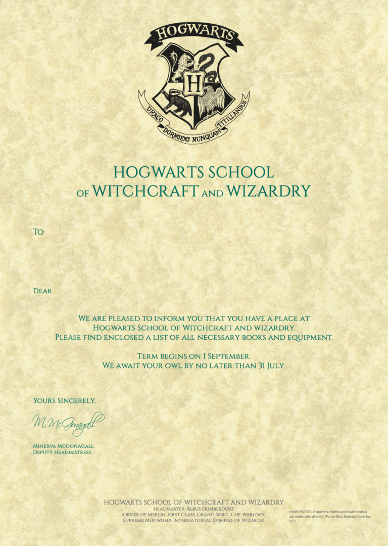 printable hogwarts acceptance letter sample envelope regarding harry