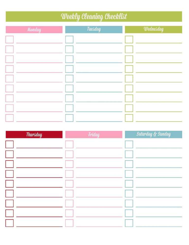 Printable+Blank+Weekly+Checklist+Template | Household with Blank ...