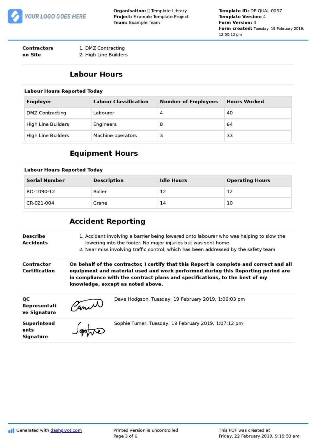 Qa Qc Report Template And Sample With Customisable Format In Software
