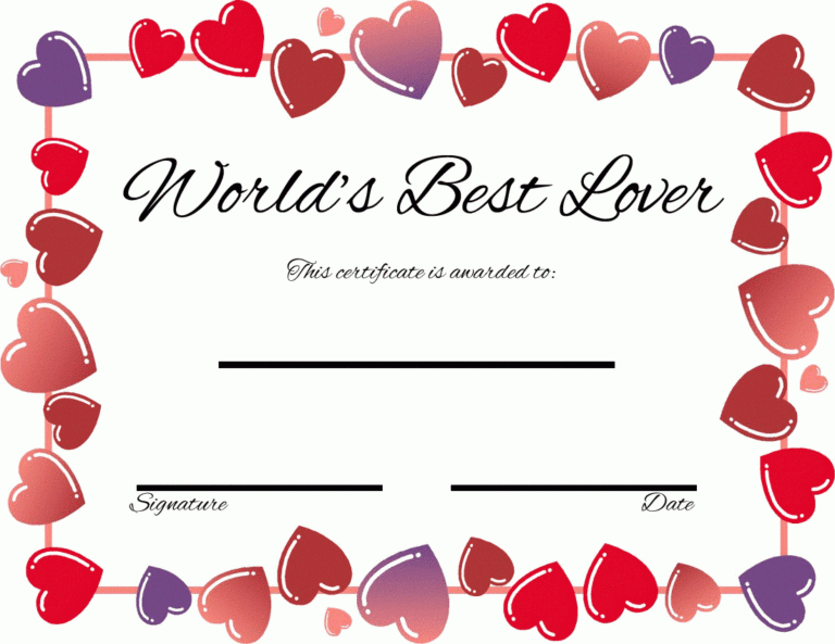 Romantic Printables | 💕 Romancefromtheheart Inside Love Certificate ...