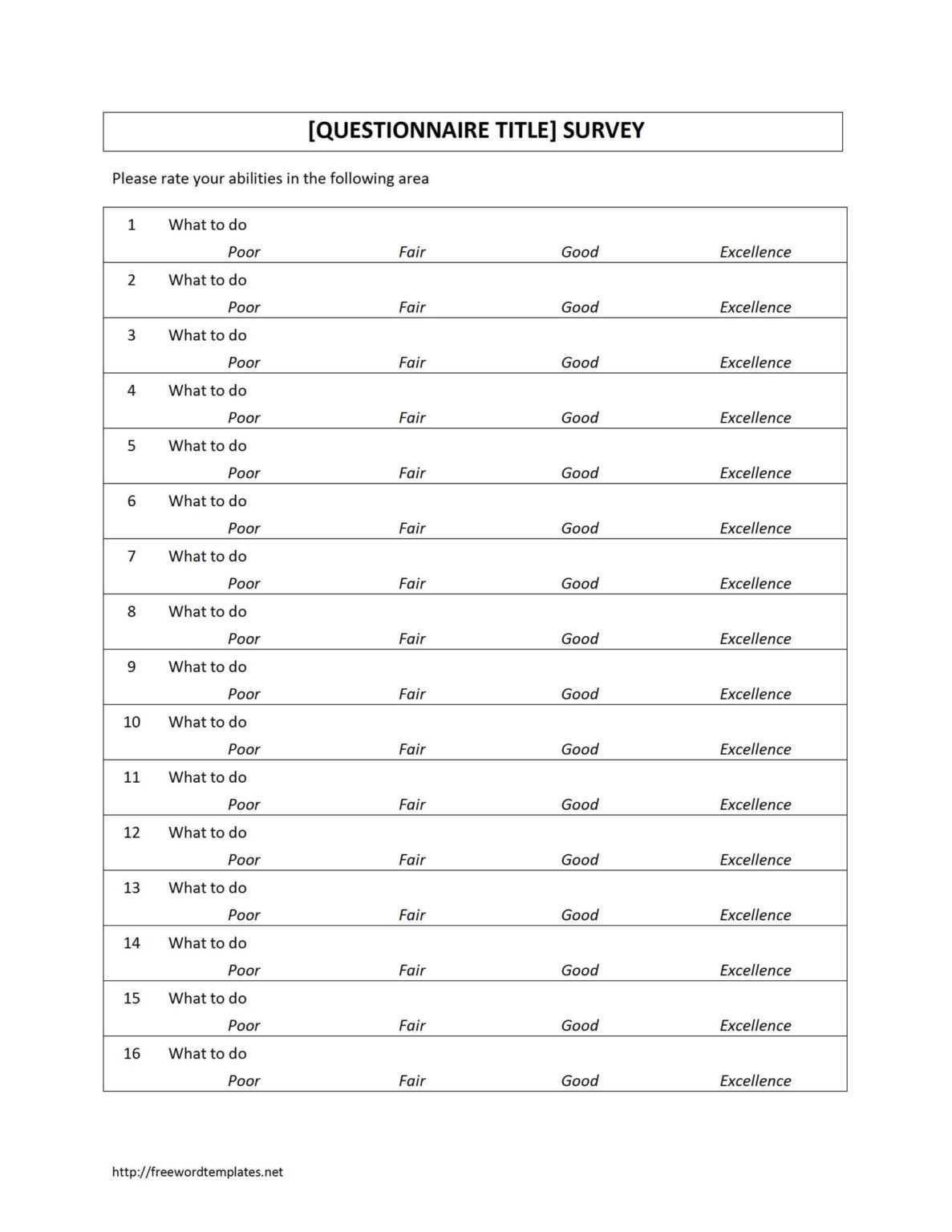 Questionnaire Design Template Word