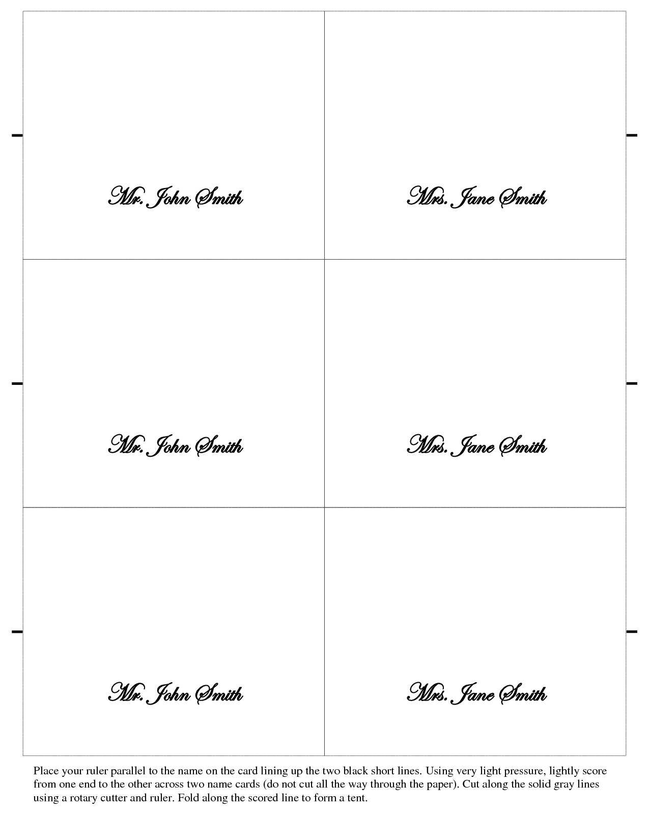 Table Name Cards Template Free Atlantaauctionco In Table Name Card