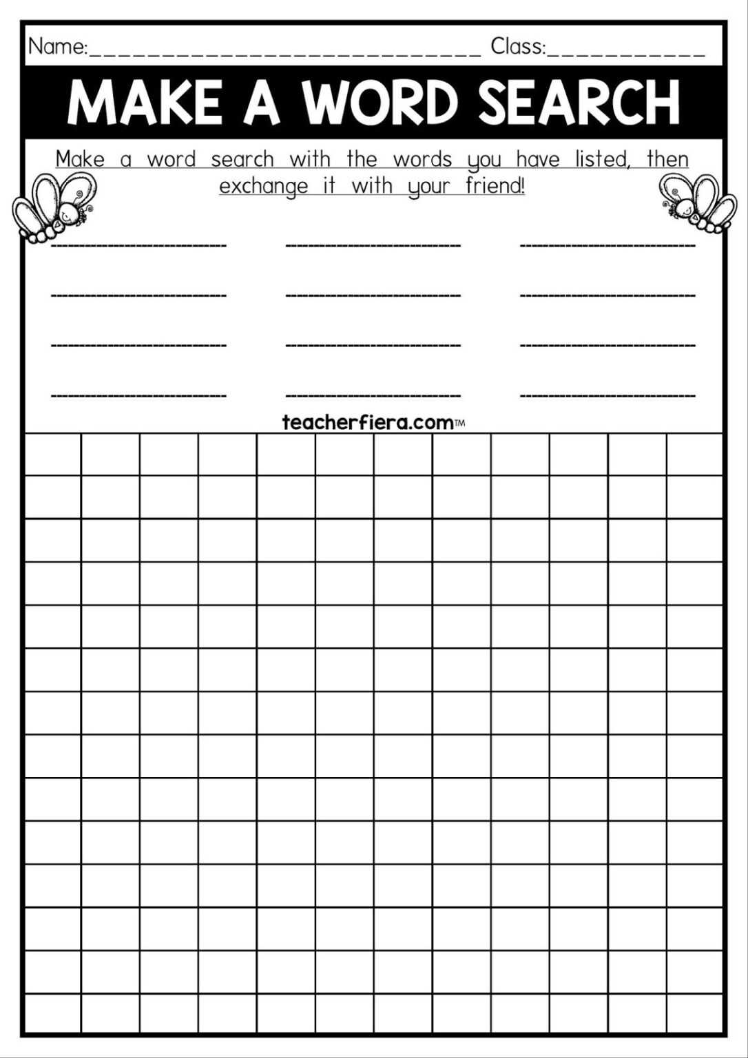 Make your own word search free printable
