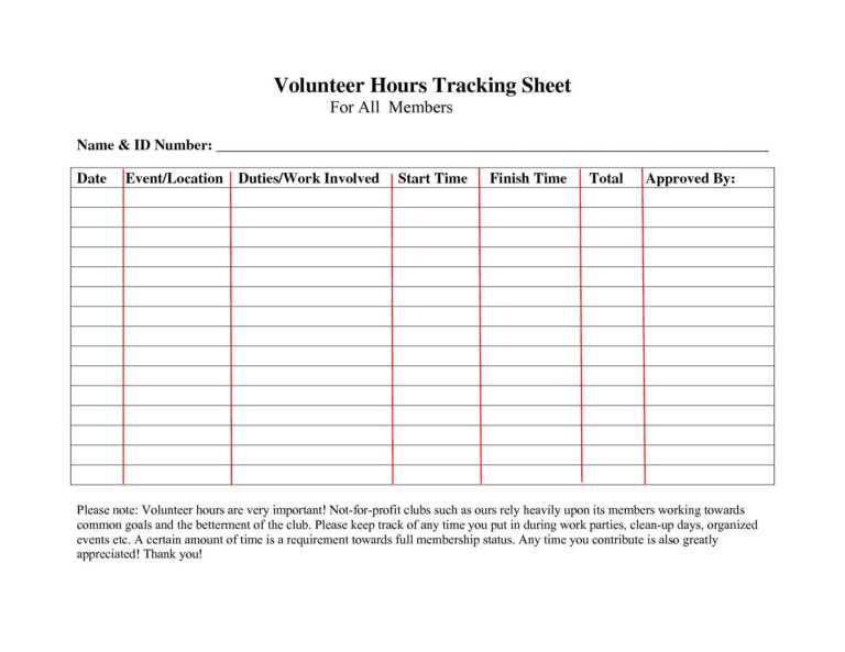 Volunteer Template Excel Hours Log Sheet What Best Ideas Of With